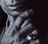 Detail of Keith Richards hand with skull ring